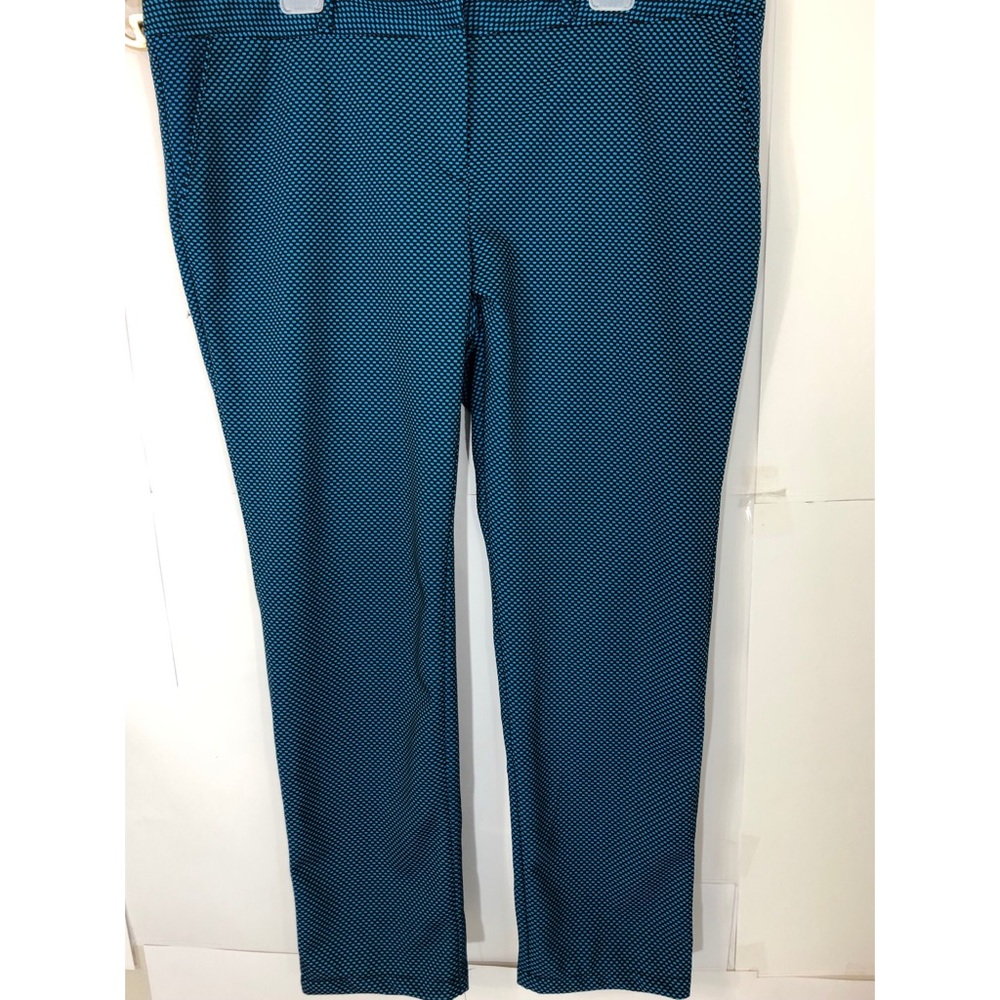 Blue and Black cropped dress pants.